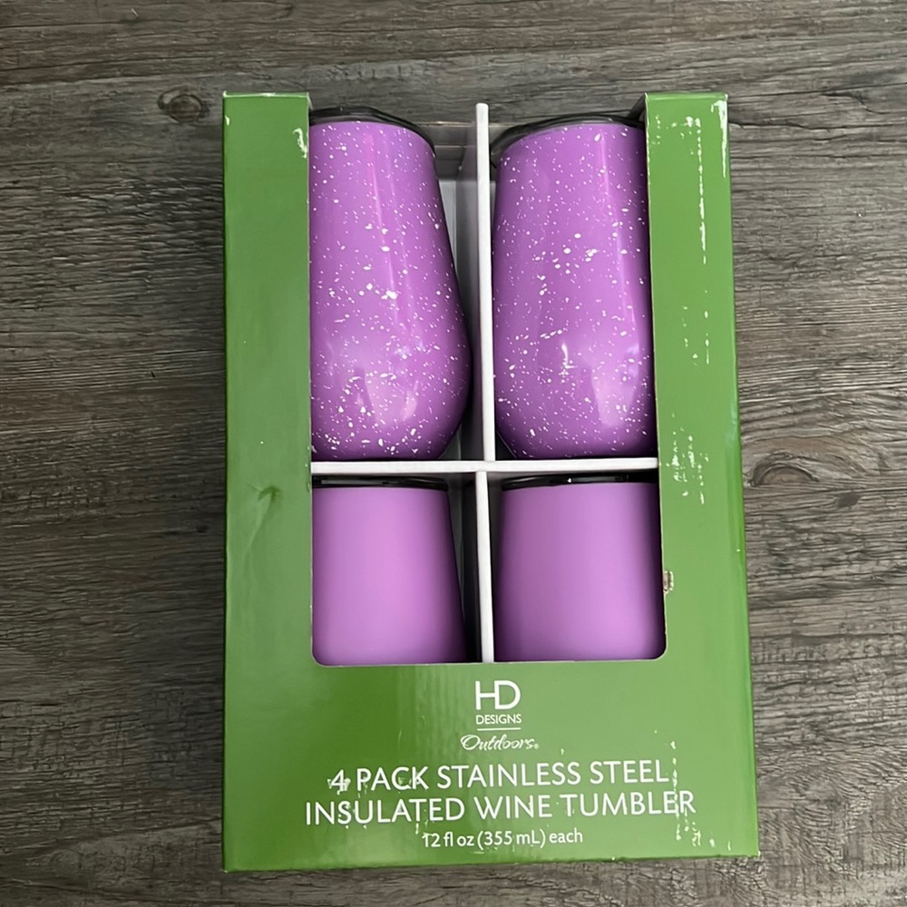NWT HD Designs Insulated Wine Tumblers set of 4 and FREE GIFT - Picture 2 of 8
